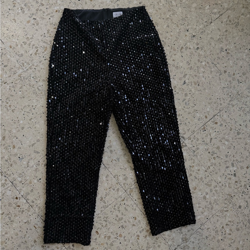 LE LIS LENTEJUELA BLACK PANTS